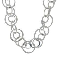 Sterling Silver Circles Link Chain Necklace 16" 925