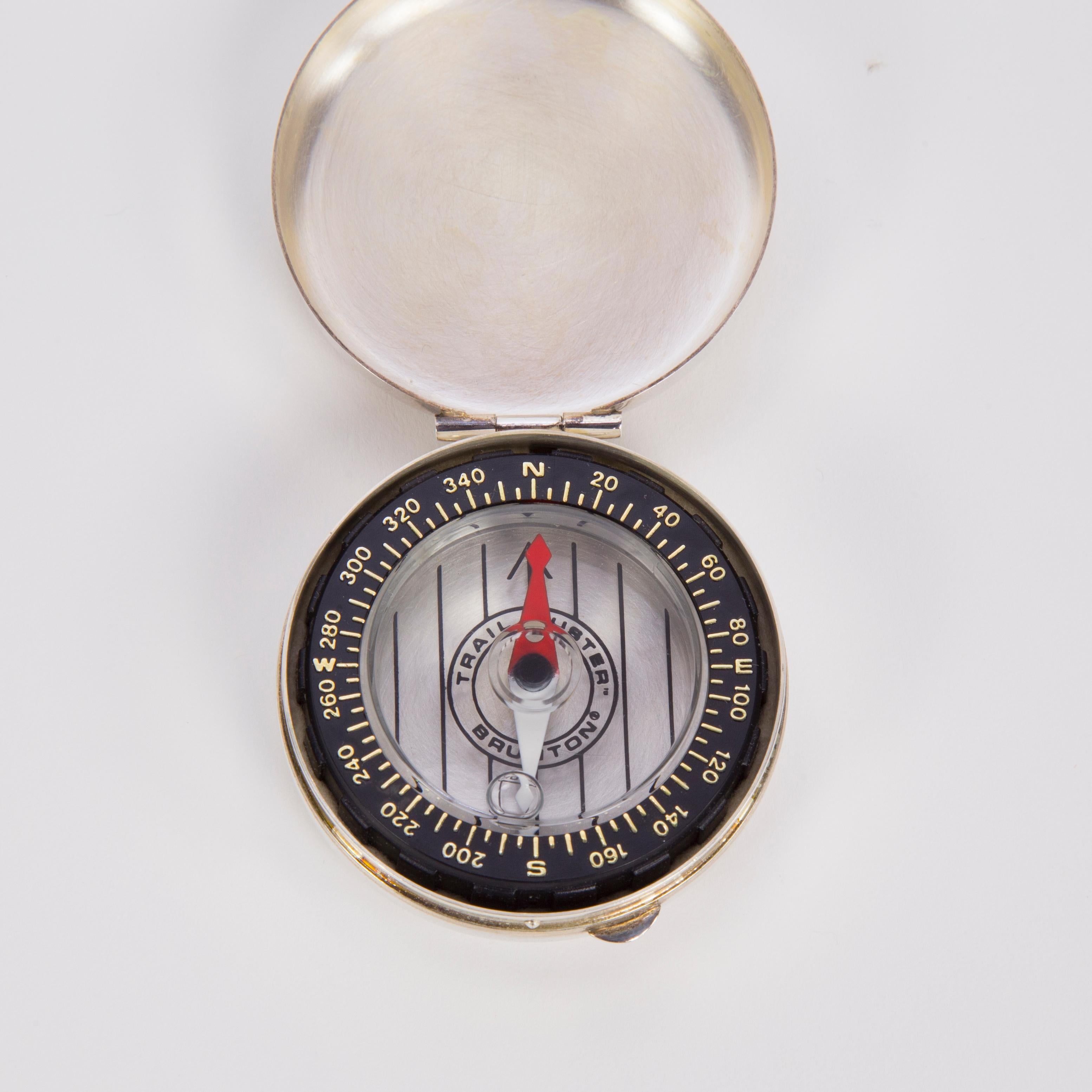Classic sterling silver circular compass; approx. 2” diameter; convenient thumb grip opening. We offer complimentary Initial or Monogram engraving. In your pocket or on the go!
    