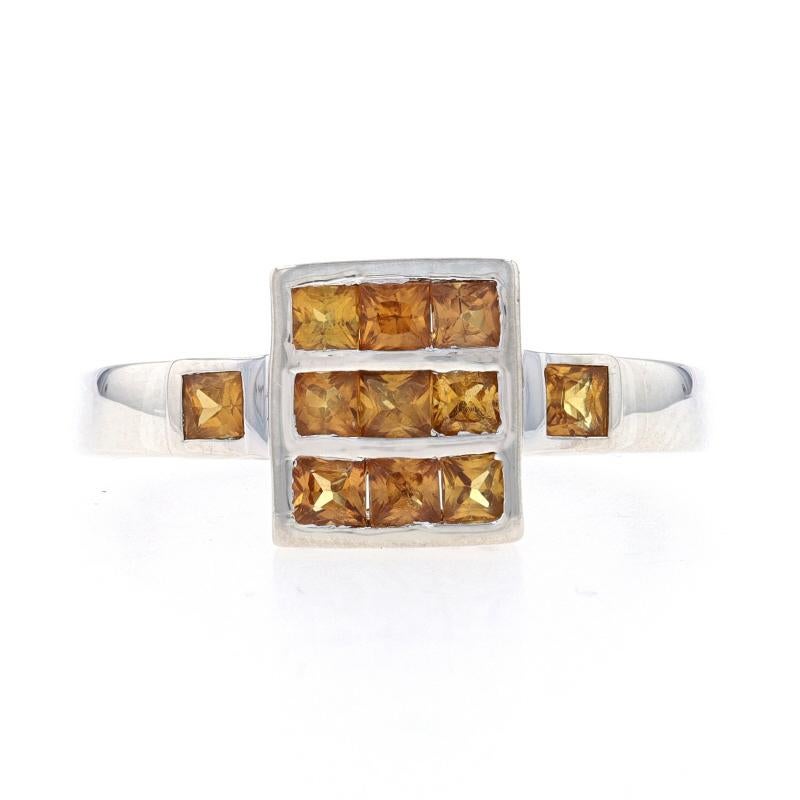 Size: 10 1/4
Sizing Fee: Up 1 size for $30 or Down 1 size for $30

Metal Content: Sterling Silver

Stone Information

Natural Citrines
Treatment: Heating
Carat(s): .66ctw
Cut: Square
Color: Orange

Total Carats: .66ctw

Style: Cluster
Theme: