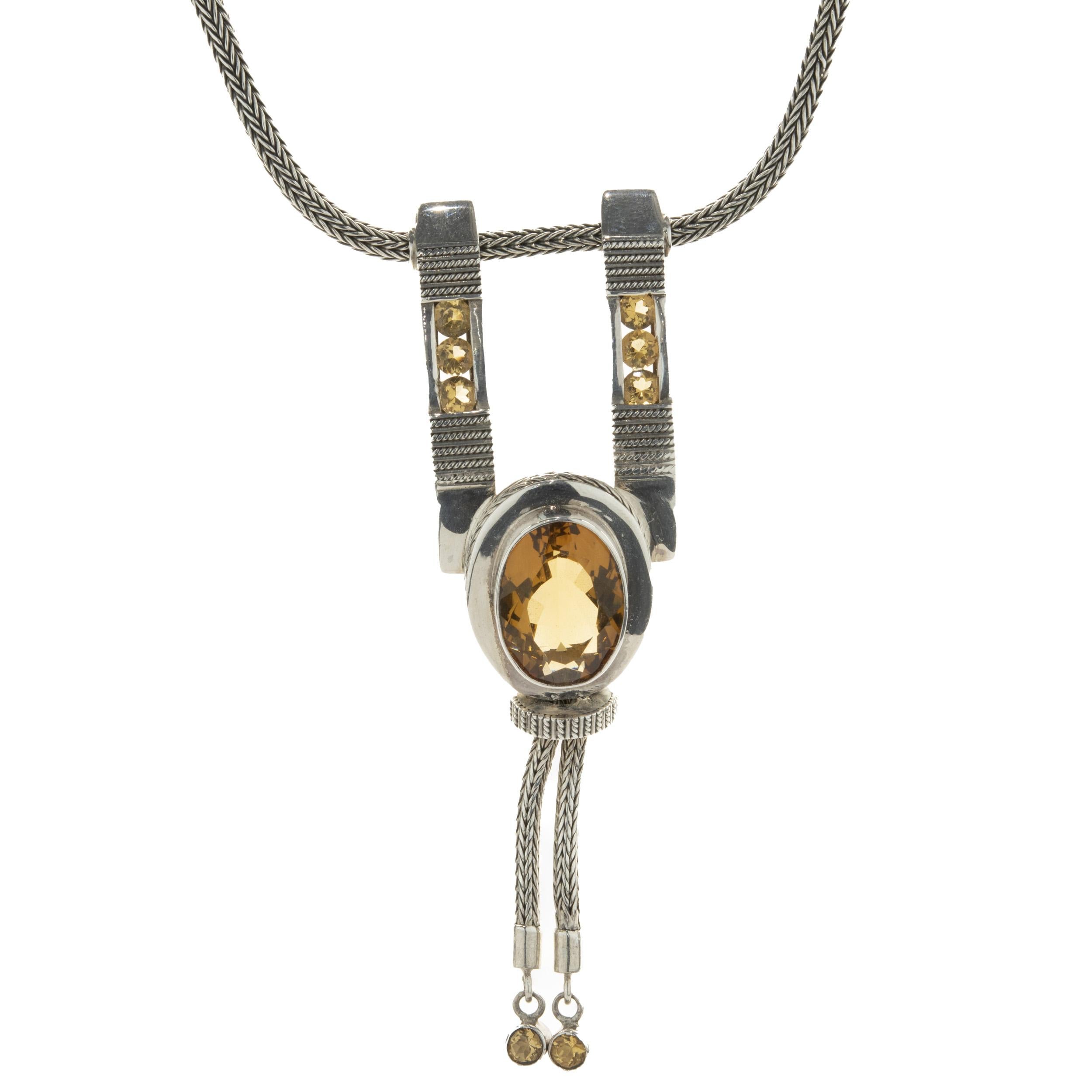 Sterling Silver Citrine Slide Necklace For Sale