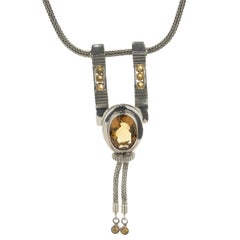 Sterlingsilber Citrin-Halskette mit Schiebe
