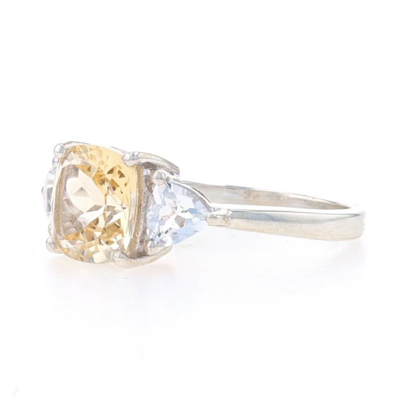 Sterling Silver Citrine & White Topaz Ring - 925 Cushion 2.70ctw Engagement In Excellent Condition In Greensboro, NC