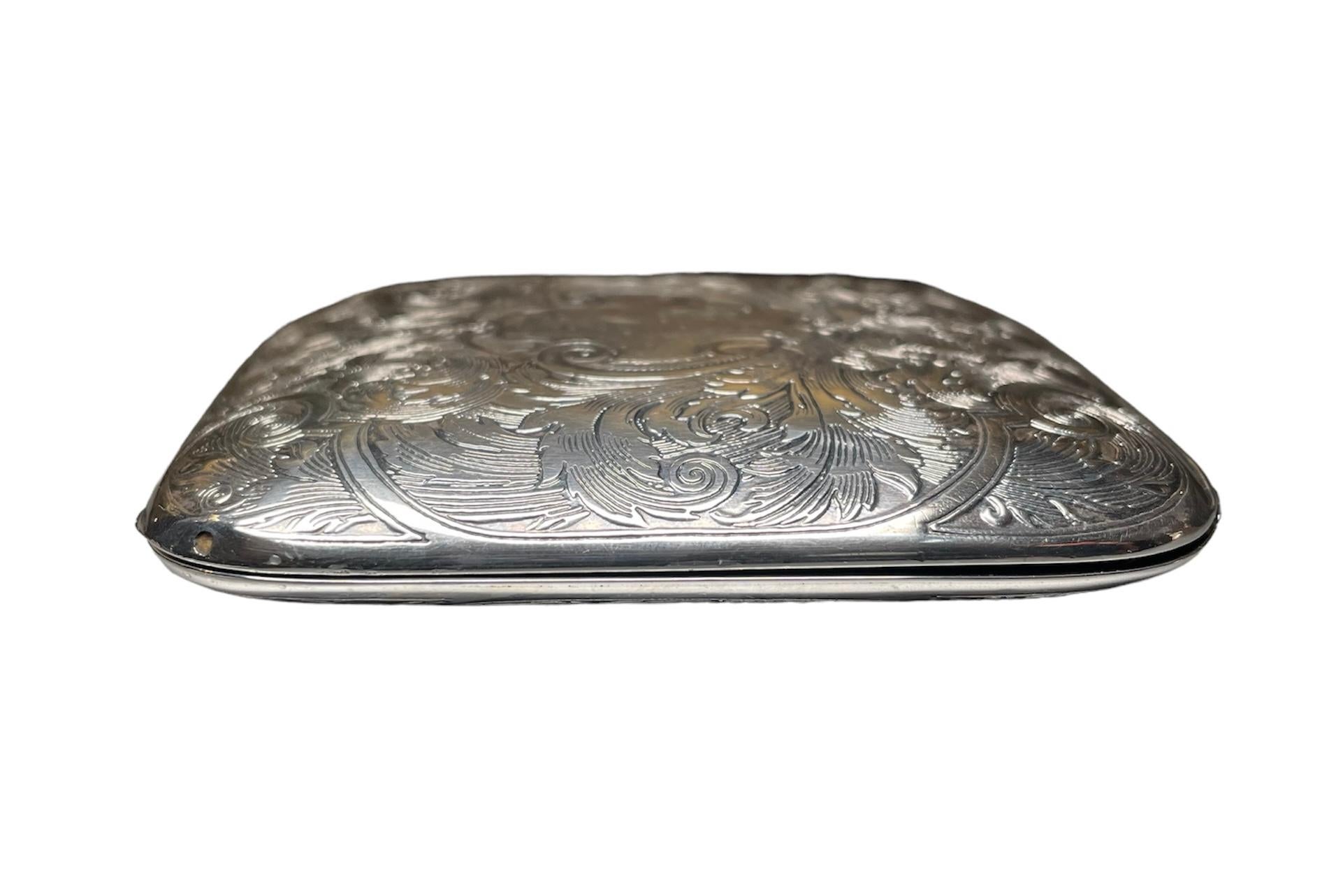 Unknown Sterling Silver Clamshell Case Travel Eight Days Clock For Sale
