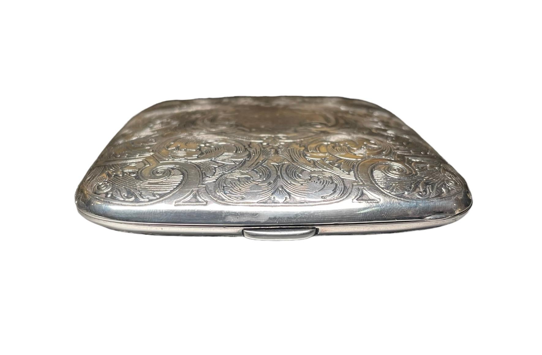 Engraved Sterling Silver Clamshell Case Travel Eight Days Clock For Sale