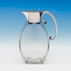 Elegante caraffa in argento Sterling Art Nouveau di Heath & Middleton del 1907