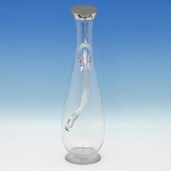 Aesthetic Period Antique Sterling Silver Claret Jug by Heath & Middleton, 1895