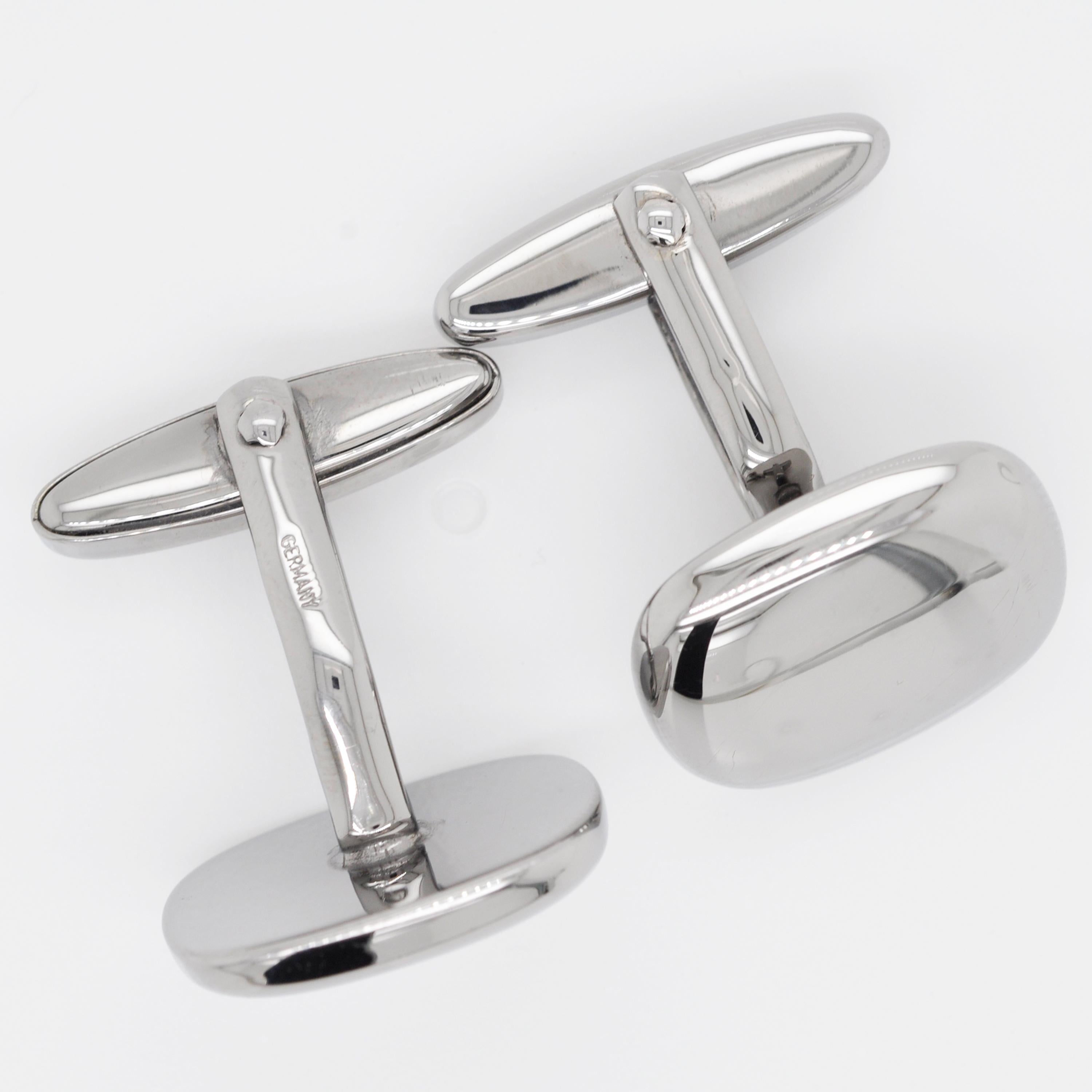 Contemporary Sterling Silver Classic Antique Cushion Shape Cufflinks