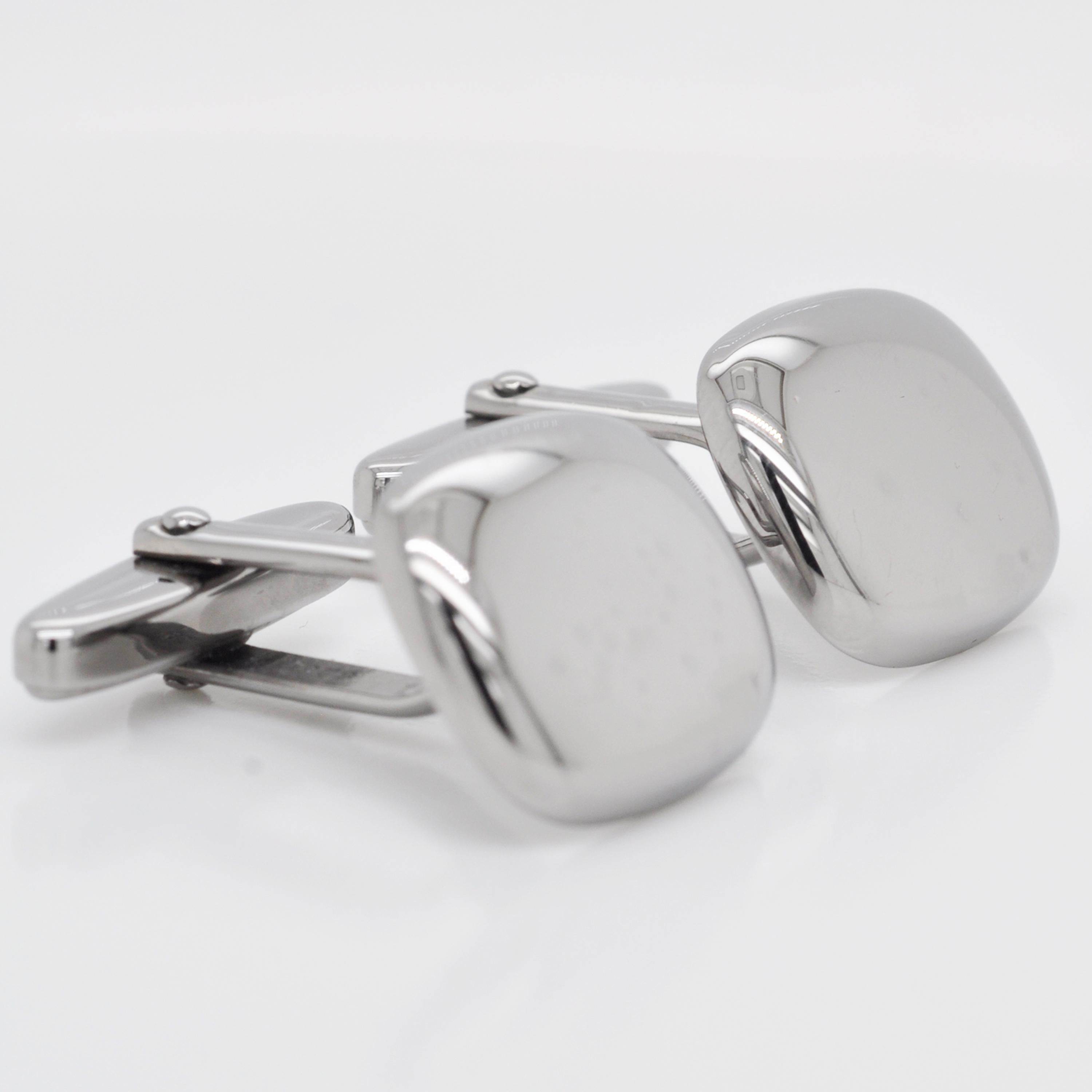 Sterling Silver Classic Antique Cushion Shape Cufflinks In New Condition In Jaipur, Rajasthan