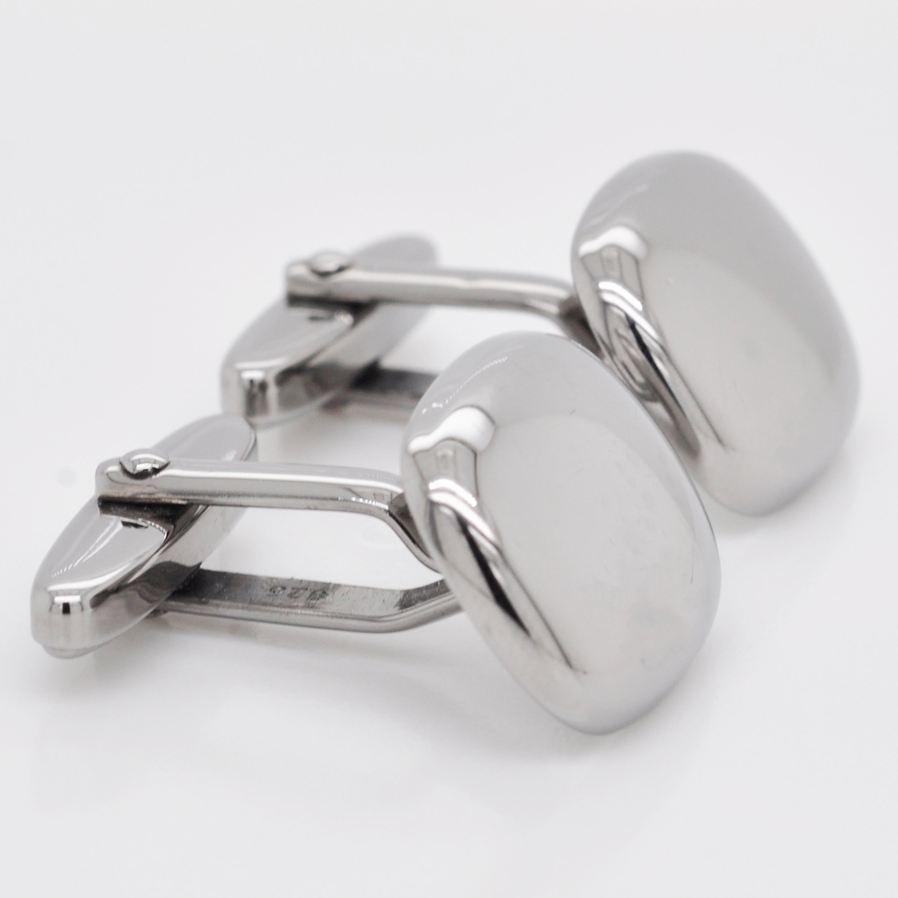 Women's or Men's Sterling Silver Classic Antique Cushion Shape Cufflinks