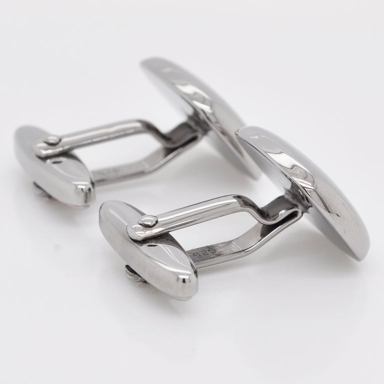 Sterling Silver Classic Antique Cushion Shape Cufflinks For Sale 1