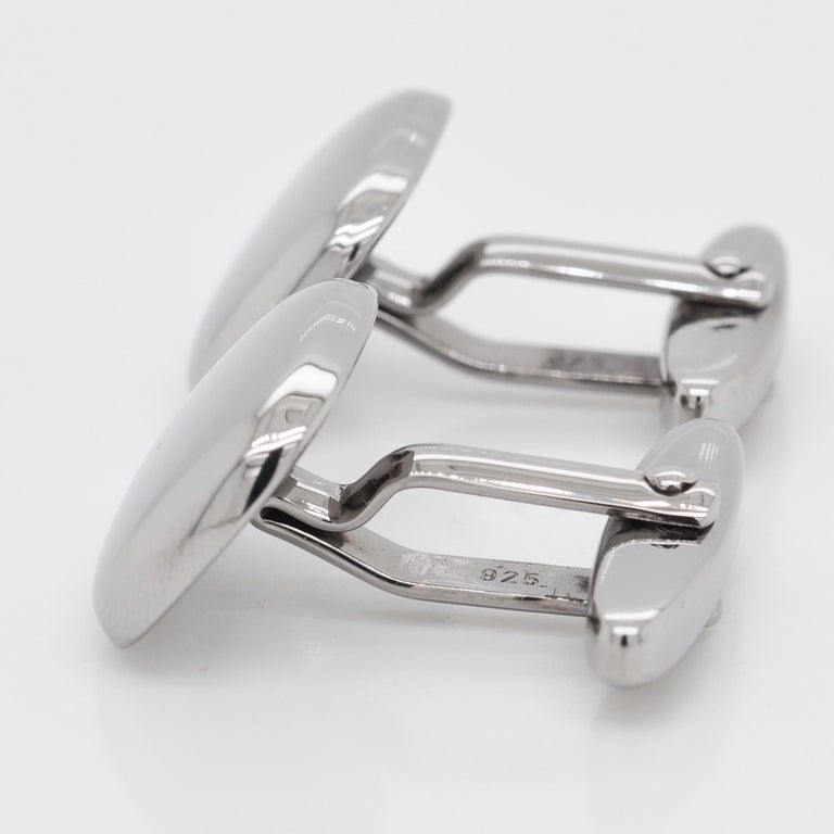 Sterling Silver Classic Antique Cushion Shape Cufflinks For Sale 3