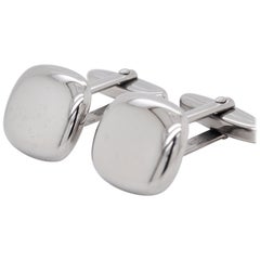 Boutons de manchette classiques et anciens en argent sterling en forme de coussin