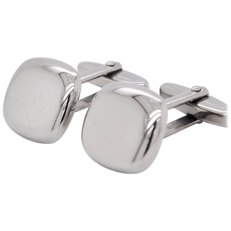 Sterling Silver Classic Antique Cushion Shape Cufflinks For Sale