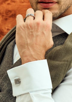 Sterling Silver Classic Calligraphy "Protection" Cufflinks