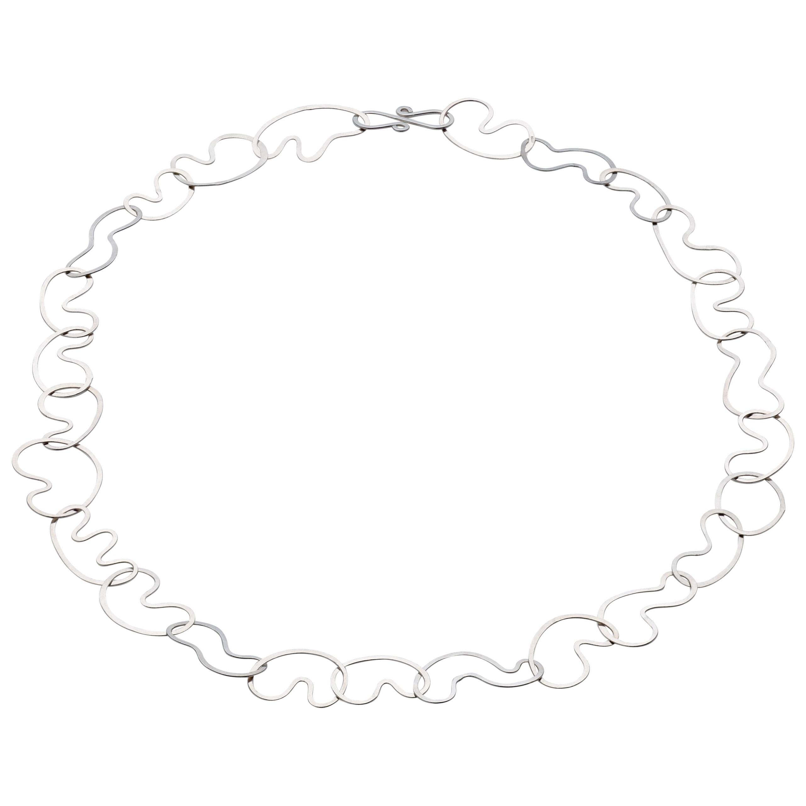 Sterling Silver "Clouds" 20" Link Necklace  For Sale