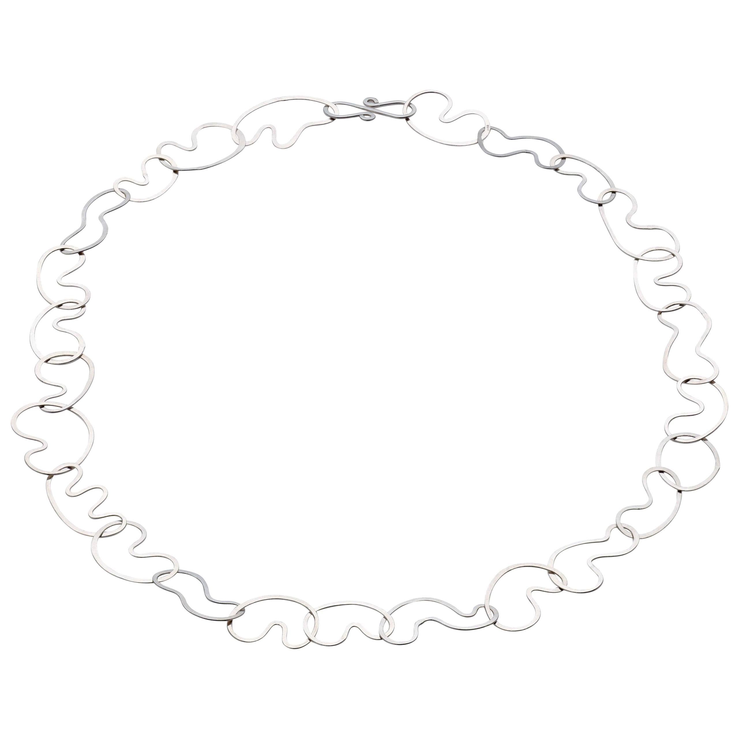 Sterling Silver "Clouds" Link Necklace For Sale