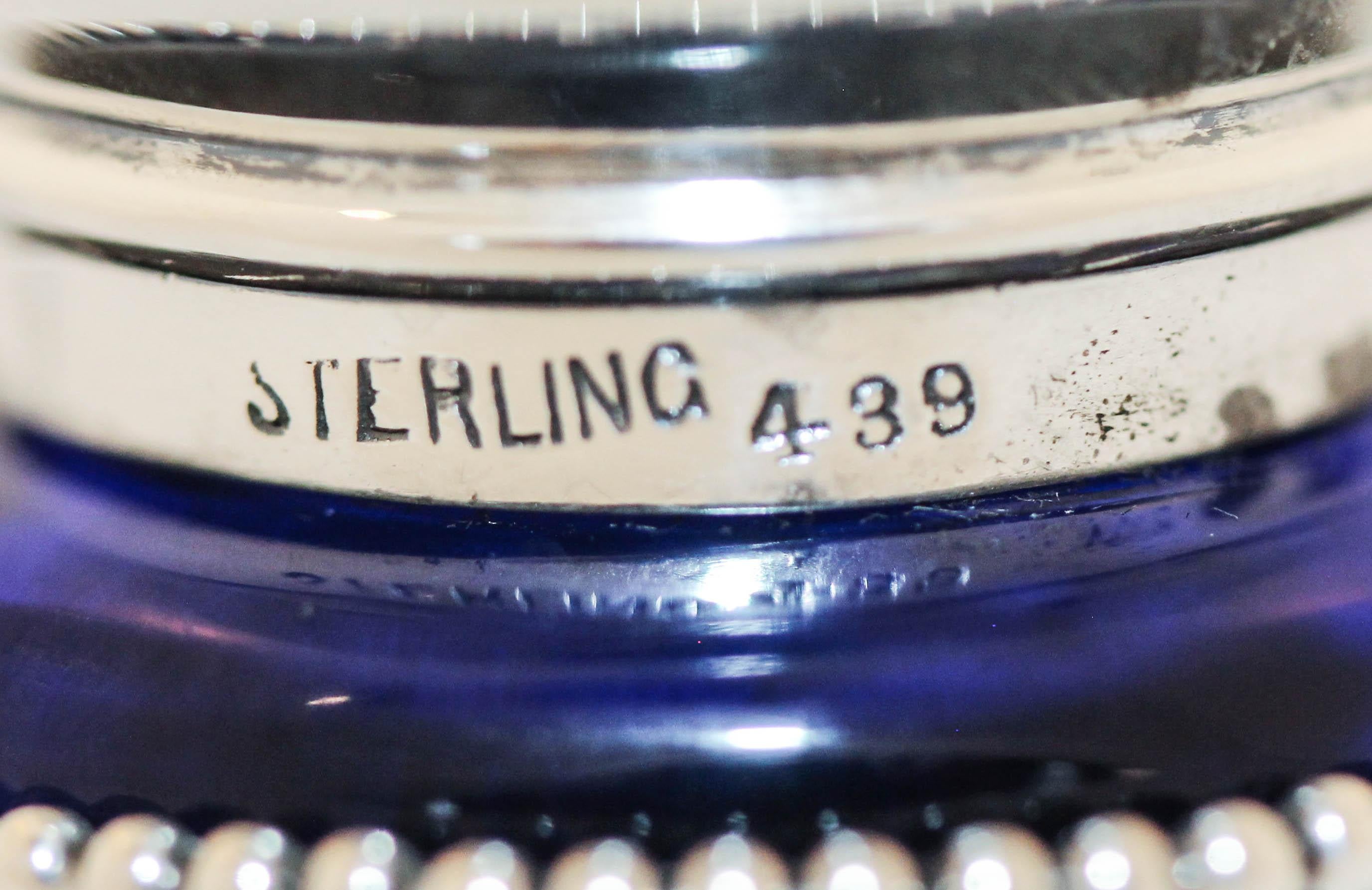 Sterling Silver Cobalt Salt Shakers For Sale 1
