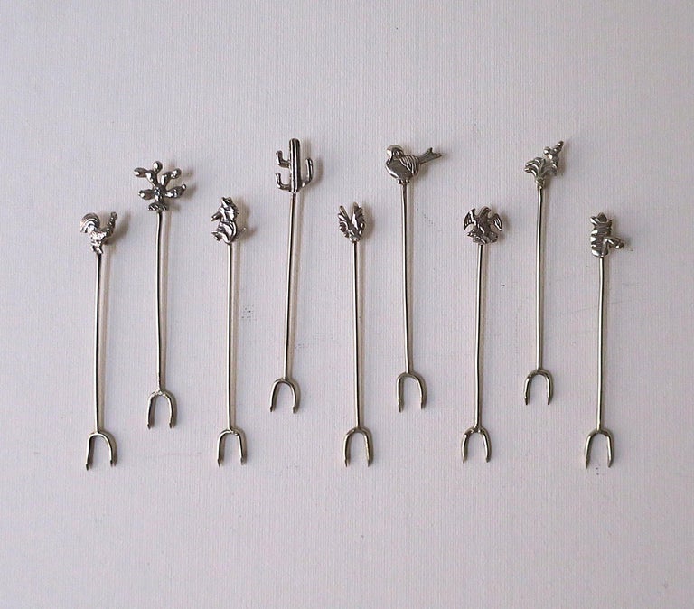 7 Fourchettes Apéritif Argent Sterling Mexique – Vintage Taxco – Style Sud-ouest