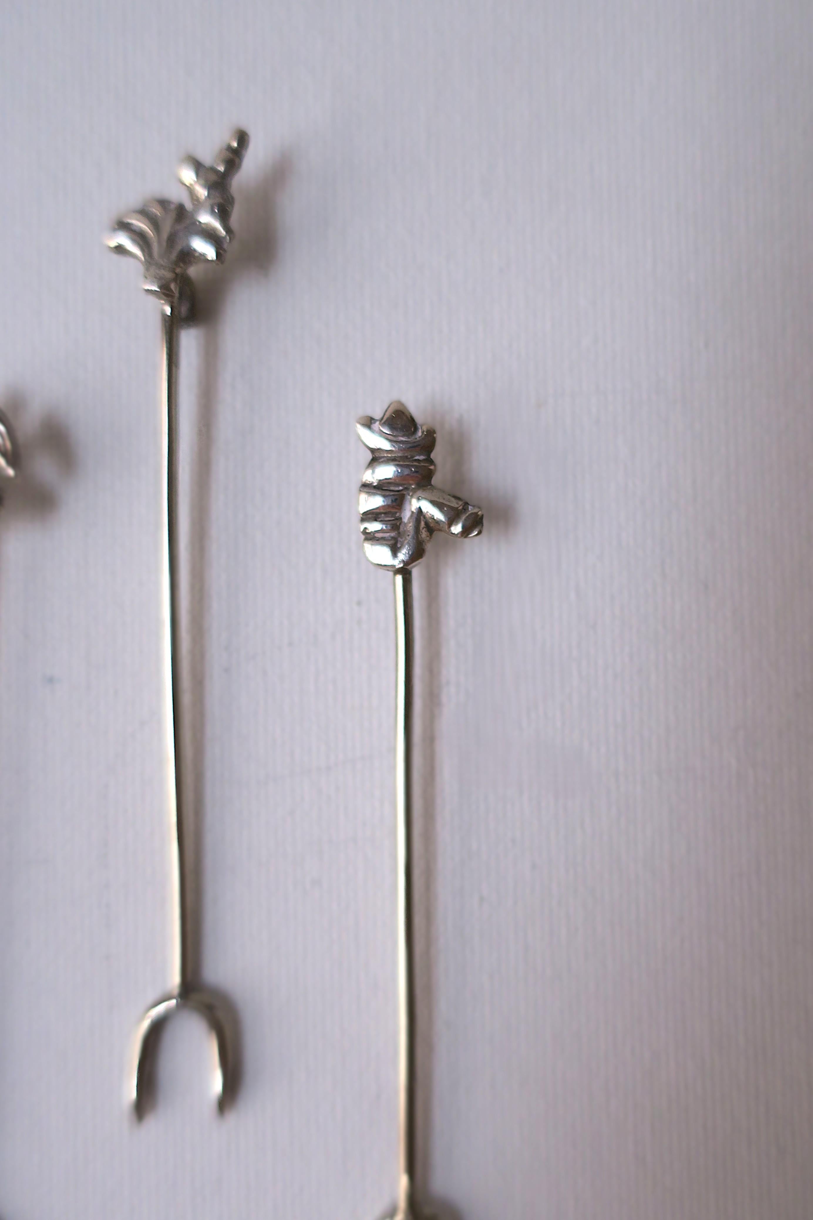 Argent sterling Couverts pour cocktails mexicains avec breloques en argent sterling, lot de 9 en vente
