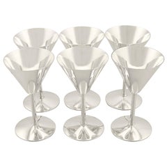 Sterling Silver Cocktail Glasses Set of Six Art Deco Style