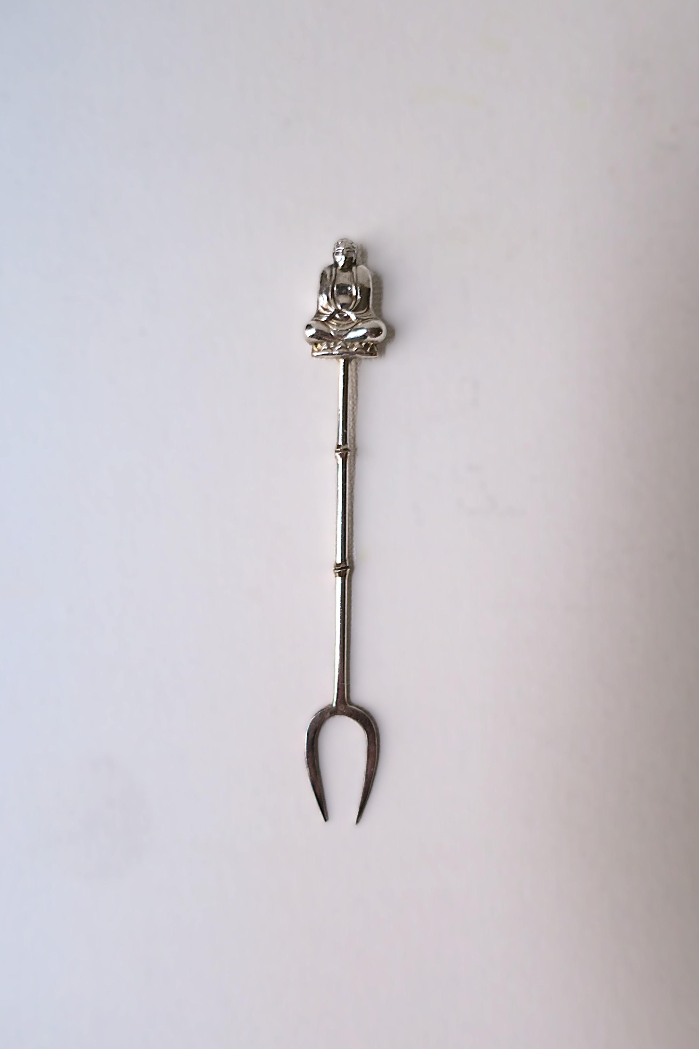 Sterling Silver Cocktail or Appetizer Fork Picks by Asahi Shoten, Japan For Sale 5