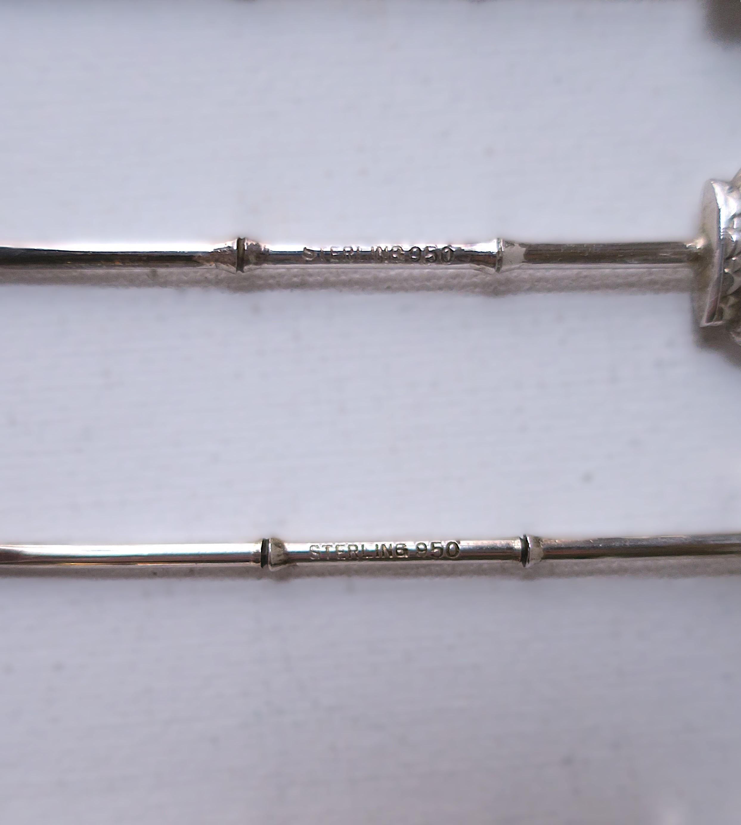 Sterling Silver Cocktail or Appetizer Fork Picks by Asahi Shoten, Japan For Sale 11