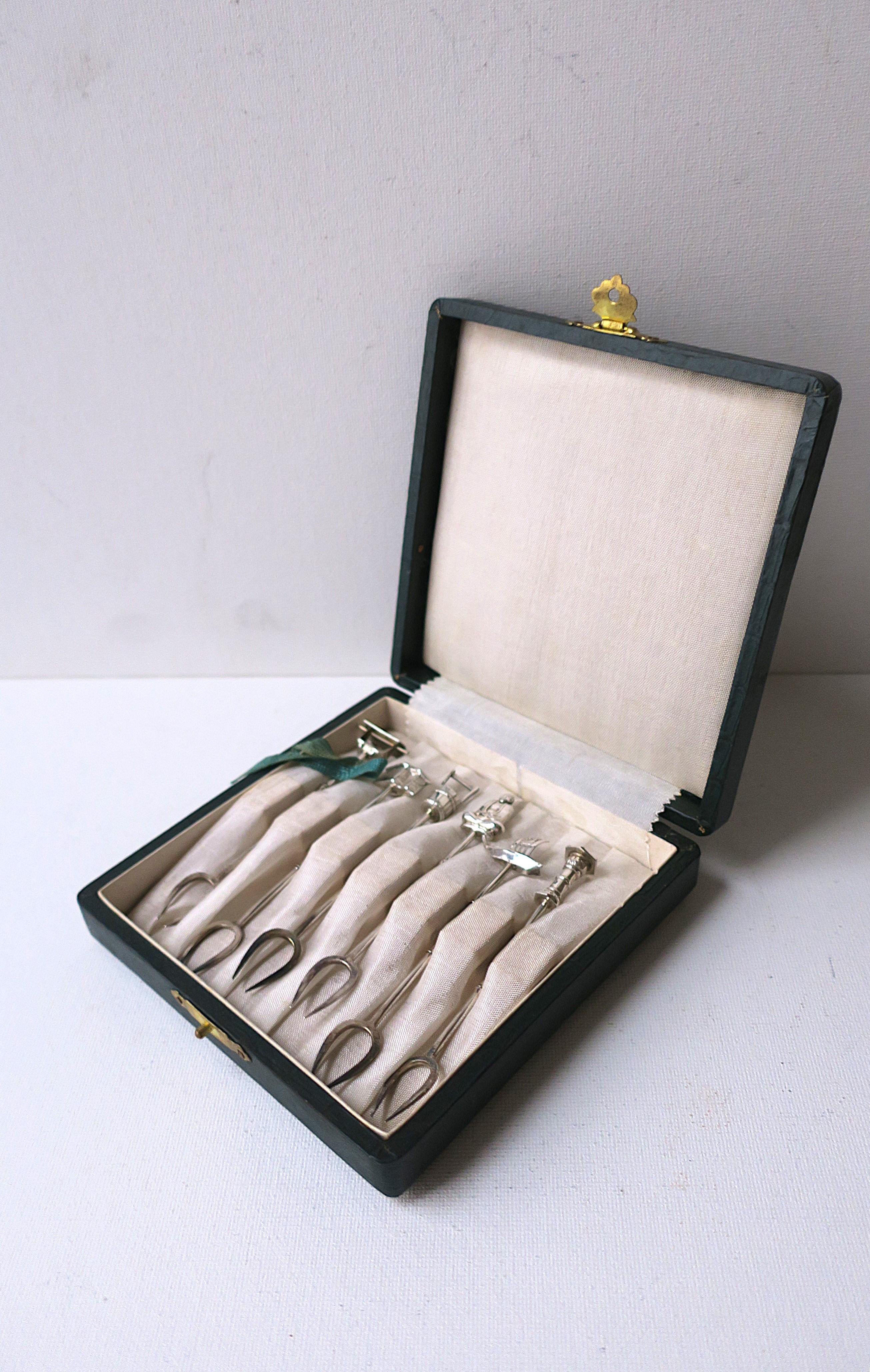 20th Century Sterling Silver Cocktail or Appetizer Fork Picks by Asahi Shoten, Japan For Sale