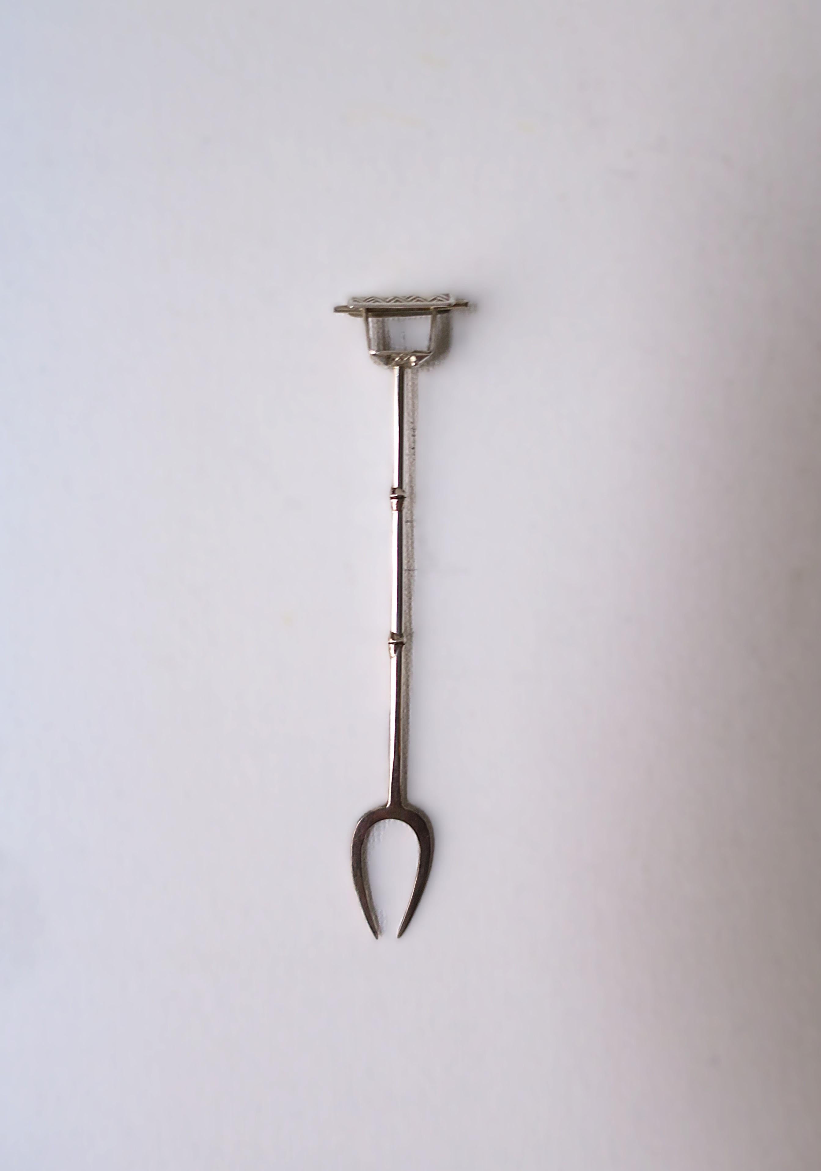 Sterling Silver Cocktail or Appetizer Fork Picks by Asahi Shoten, Japan For Sale 2