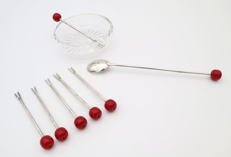 Sterling Silver Cocktail or Olives Forks and Spoon Made by the T.S. Company 1932 2