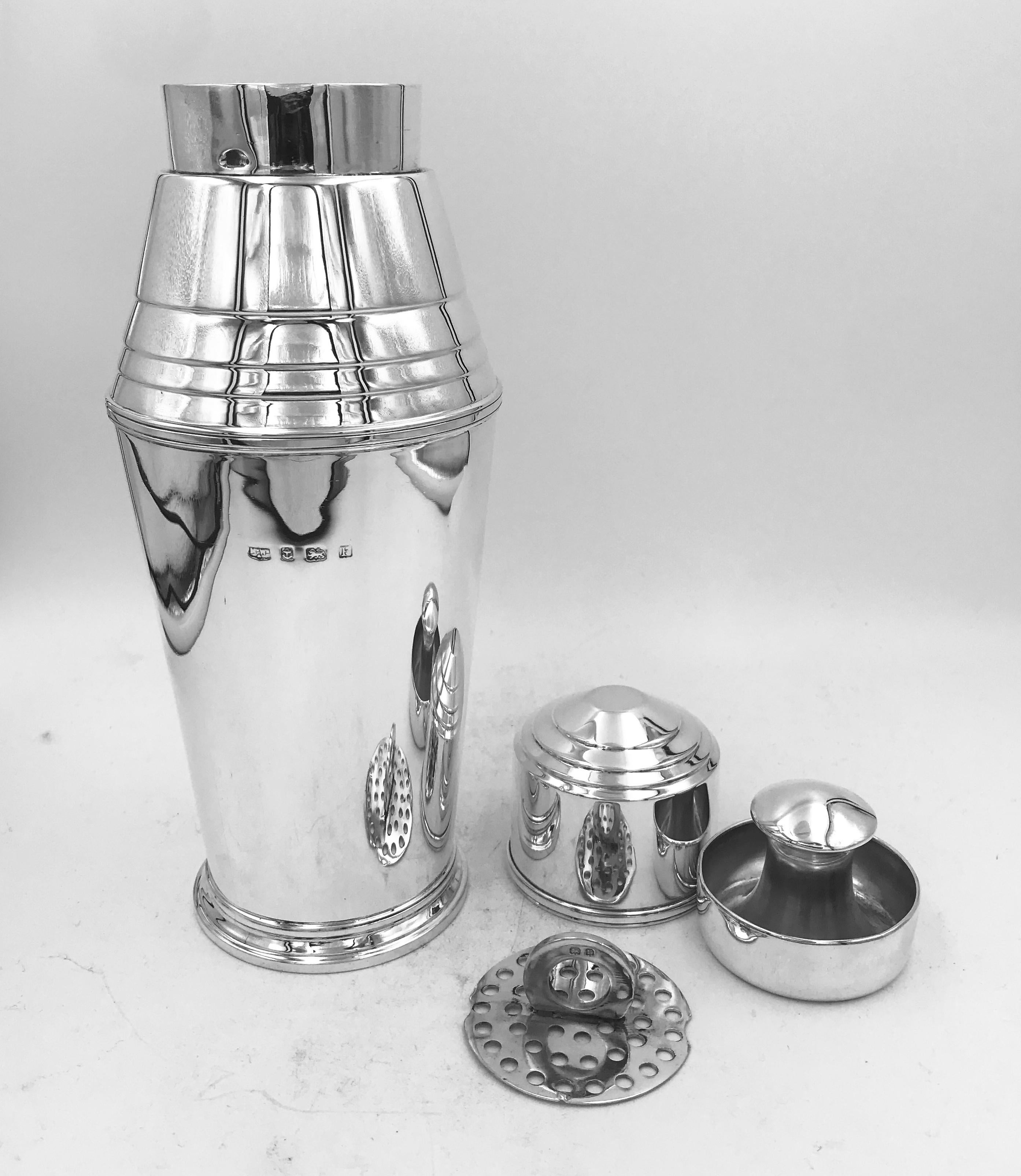 English Sterling Silver Cocktail Shaker