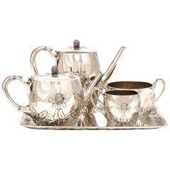 Antique Sterling Silver Coffee and Tea Set by N. G. Henriksen for A. Michelsen, CPH