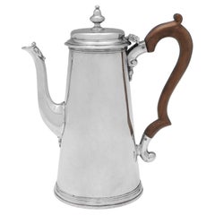 George II Antique Sterling Silver Coffee Pot, London 1730 by John Swift