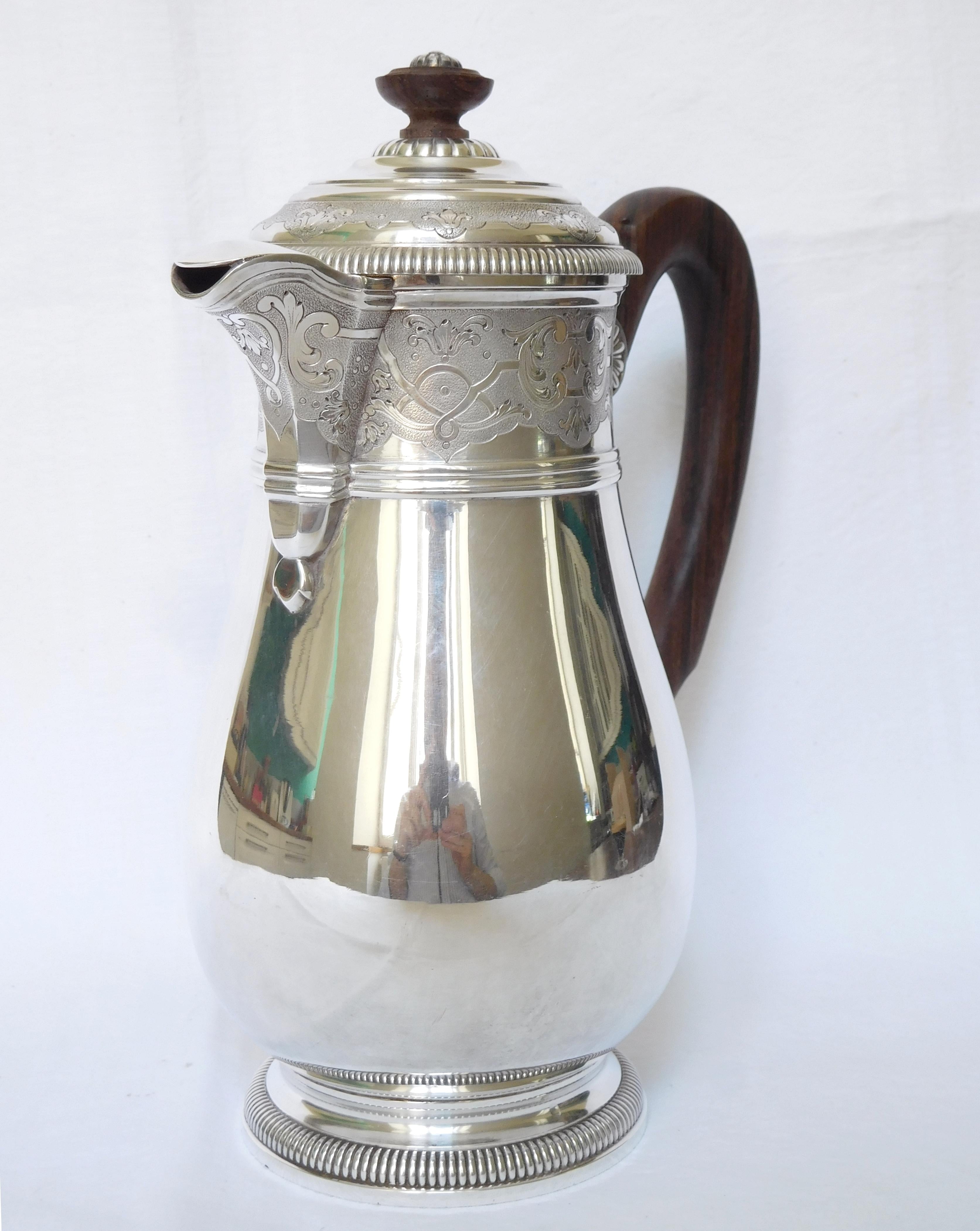 Late 19th Century Sterling Silver Coffee Pot, French Regency Style by Silversmith Puiforcat