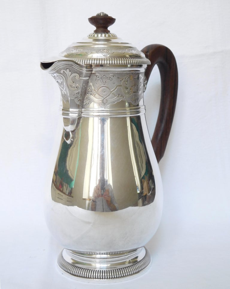 Late 19th Century Sterling Silver Coffee Pot, French Regency Style by Silversmith Puiforcat For Sale