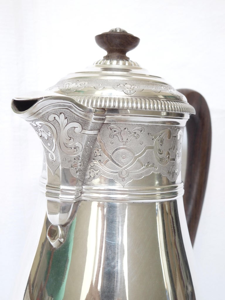 Sterling Silver Coffee Pot, French Regency Style by Silversmith Puiforcat For Sale 1