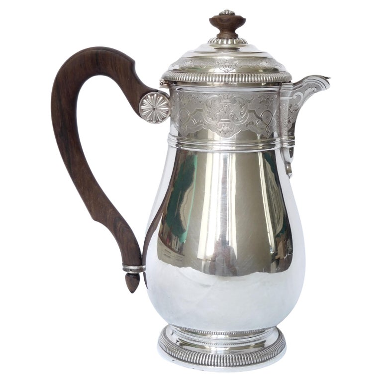Sterling Silver Coffee Pot, French Regency Style by Silversmith Puiforcat For Sale