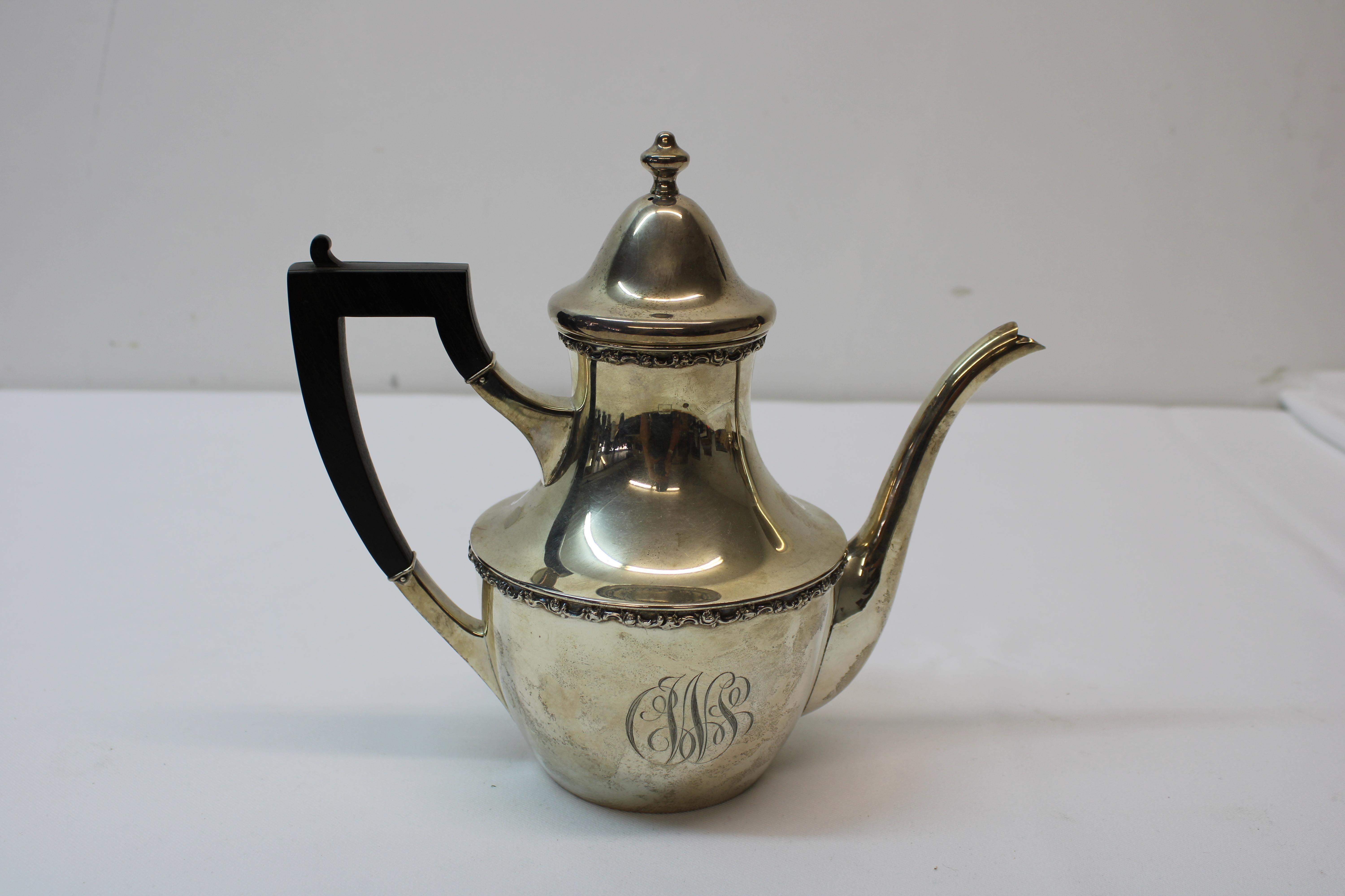 C. 20th century beautiful sterling silver Shreve & Co tea / coffee set w/ monogram

Measurements of items individually

Large tea pot
Height - 8.50
Width - 5.00
Depth - 9.50

Medium tea pot
Height - 6.00
Width - 4.75
Depth - 8.50

Small silver w/ 2