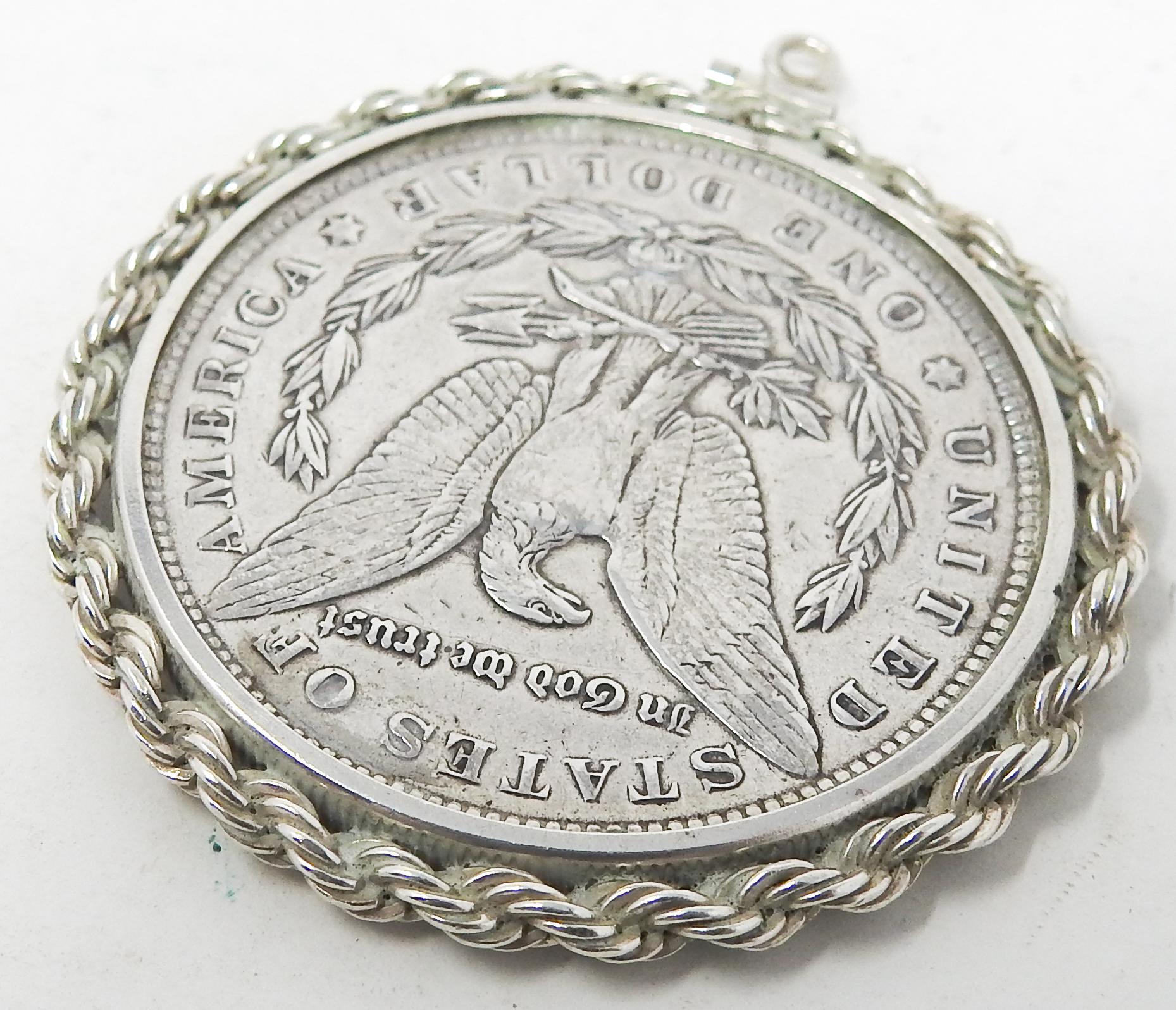Arts and Crafts Sterling Silver Coin Pendant For Sale