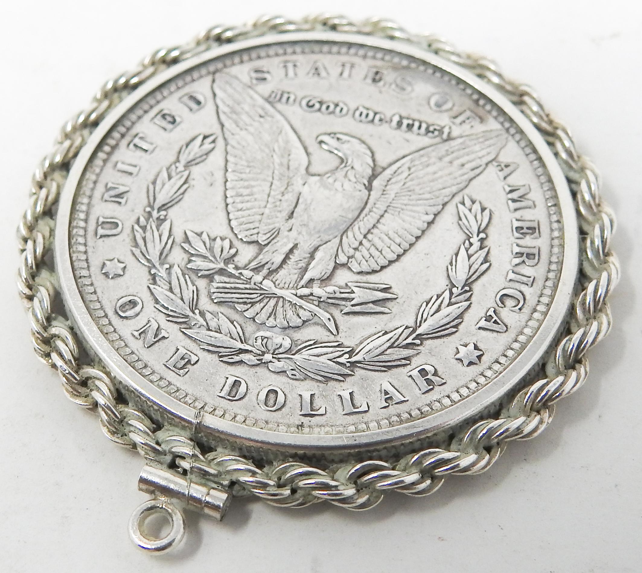 American Sterling Silver Coin Pendant For Sale