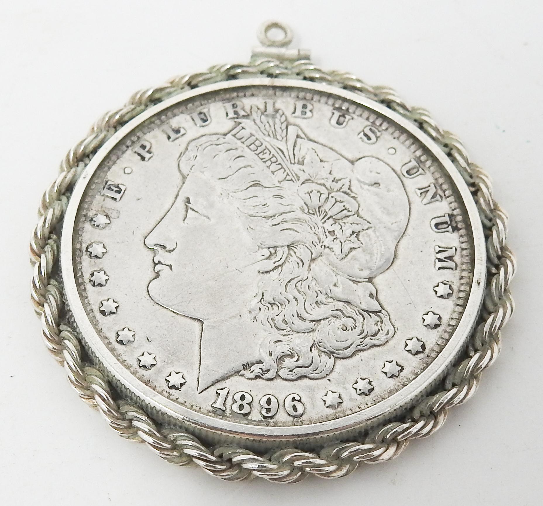 Metalwork Sterling Silver Coin Pendant For Sale