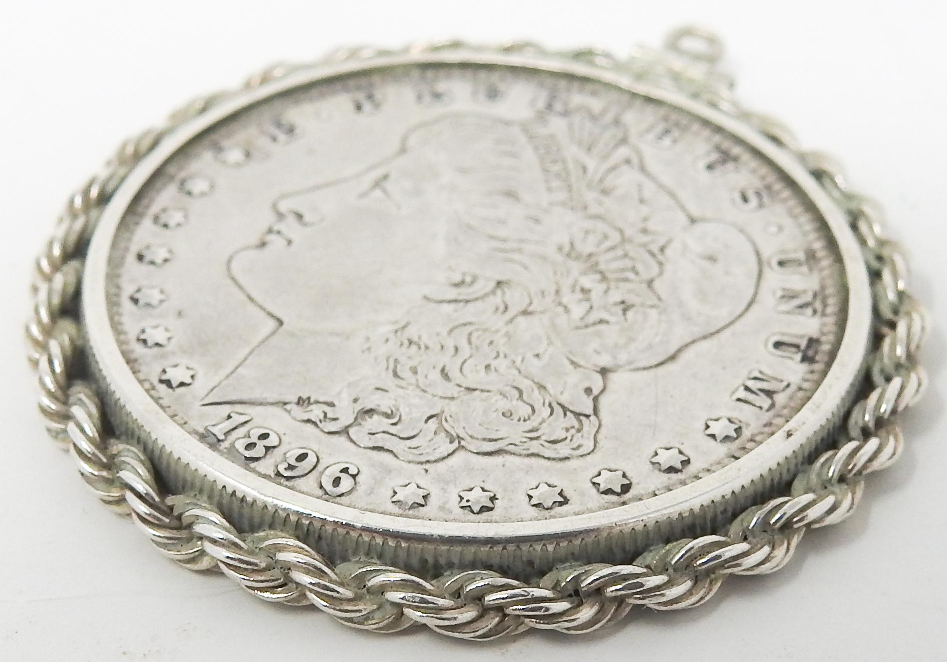 Sterling Silver Coin Pendant In Fair Condition For Sale In Cookeville, TN