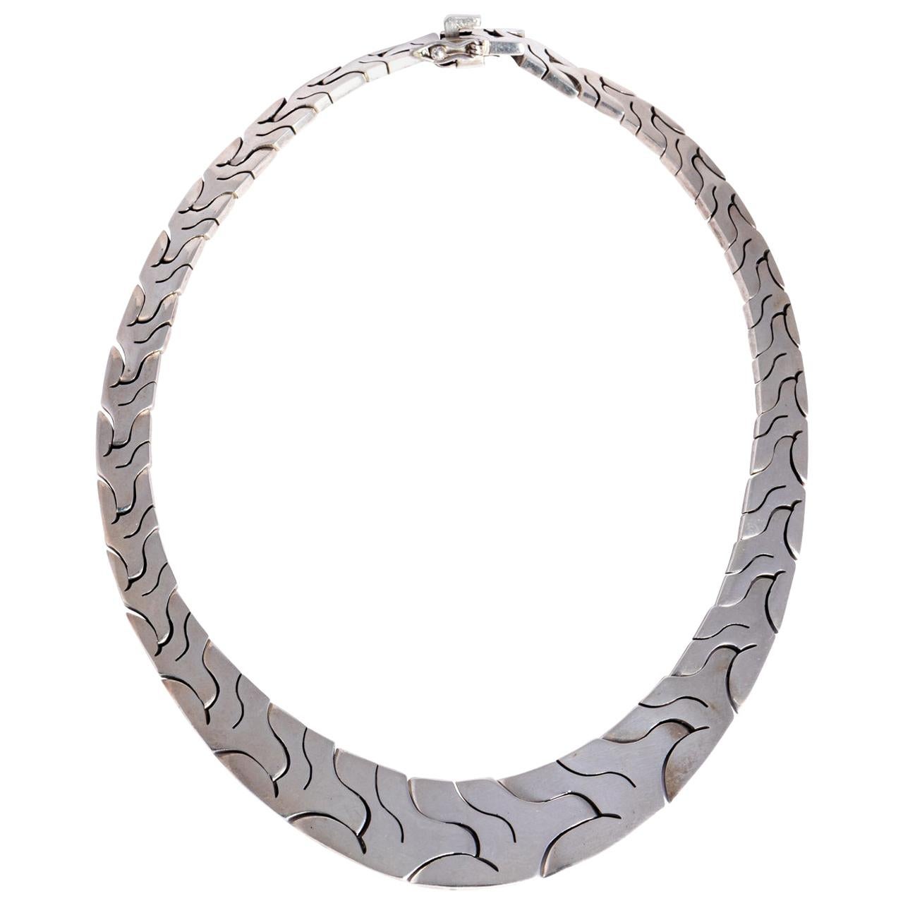 Sterling Silver Collar Necklace For Sale