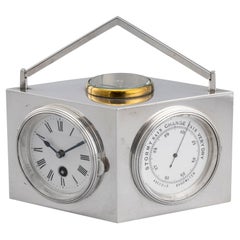 Antique Sterling Silver Combination Clock