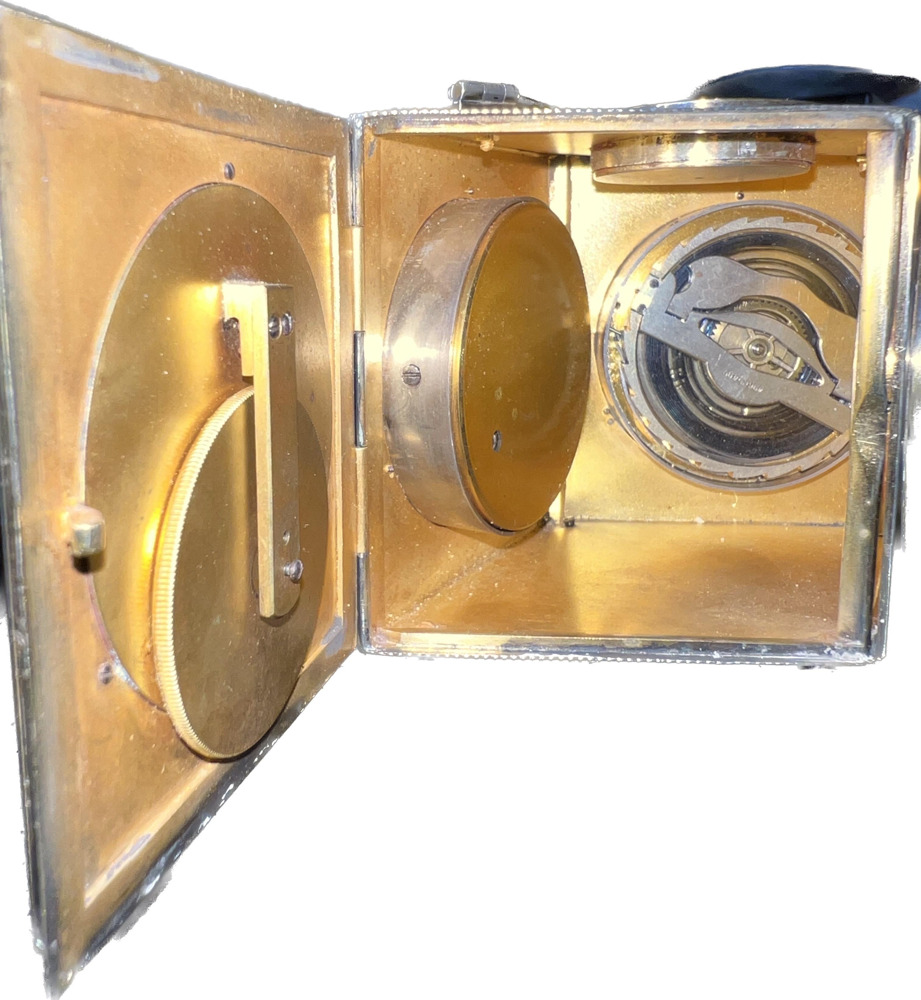 Sterling Silver Combination Lozenge Clock with Compass, Barometer, Thermometers For Sale at 1stDibs