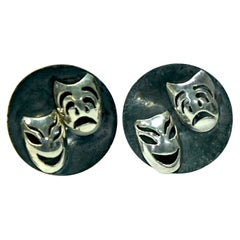 Sterling Silver Comedy Tragedy Theater Cufflinks