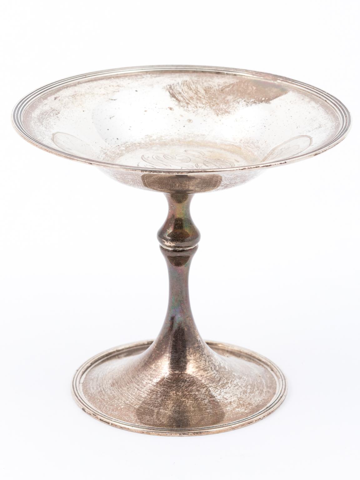 Etched Sterling Silver Compote, circa 1900s
