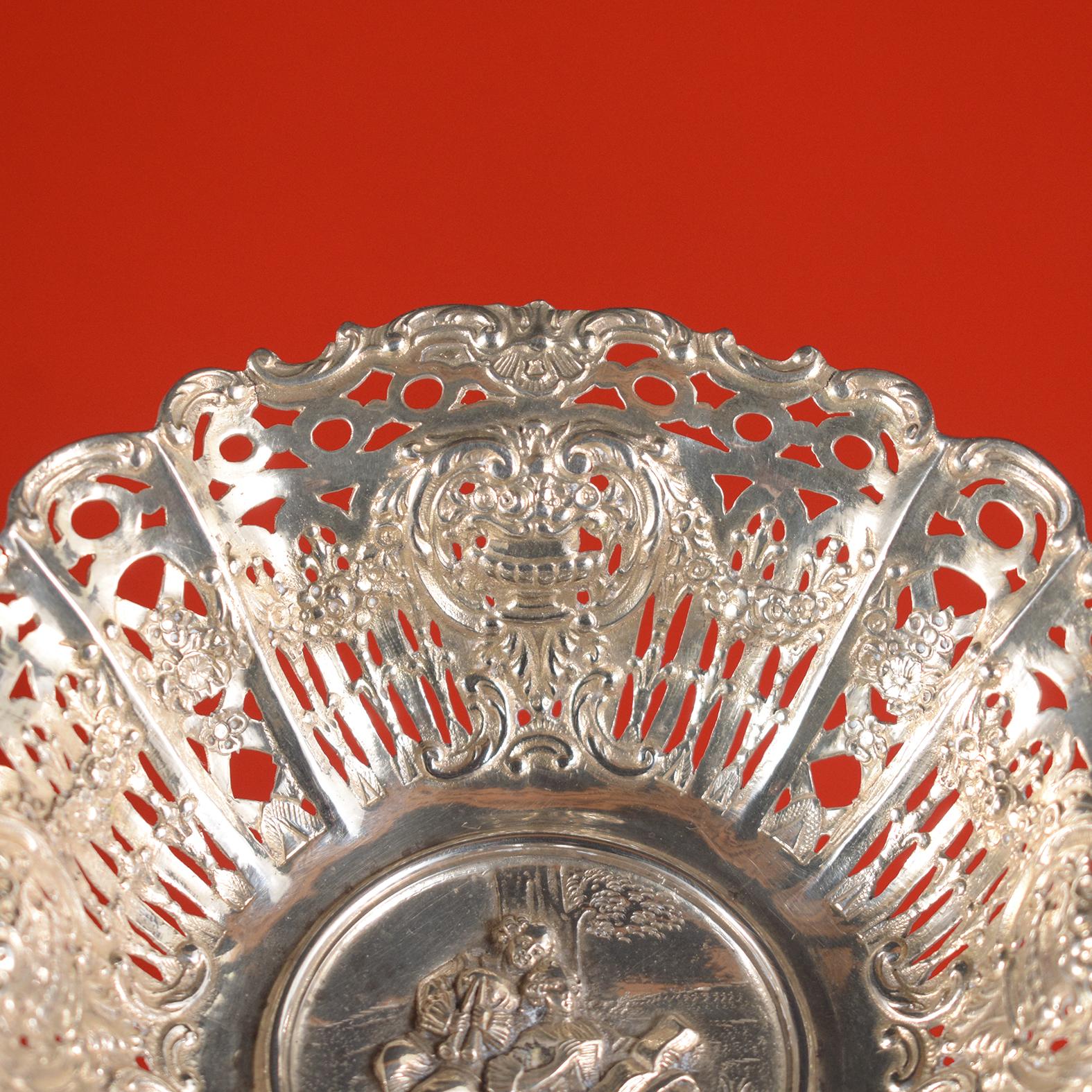 British Colonial 1970s Sterling Silver Compote: Delicate Intricate Design & Timeless Elegance