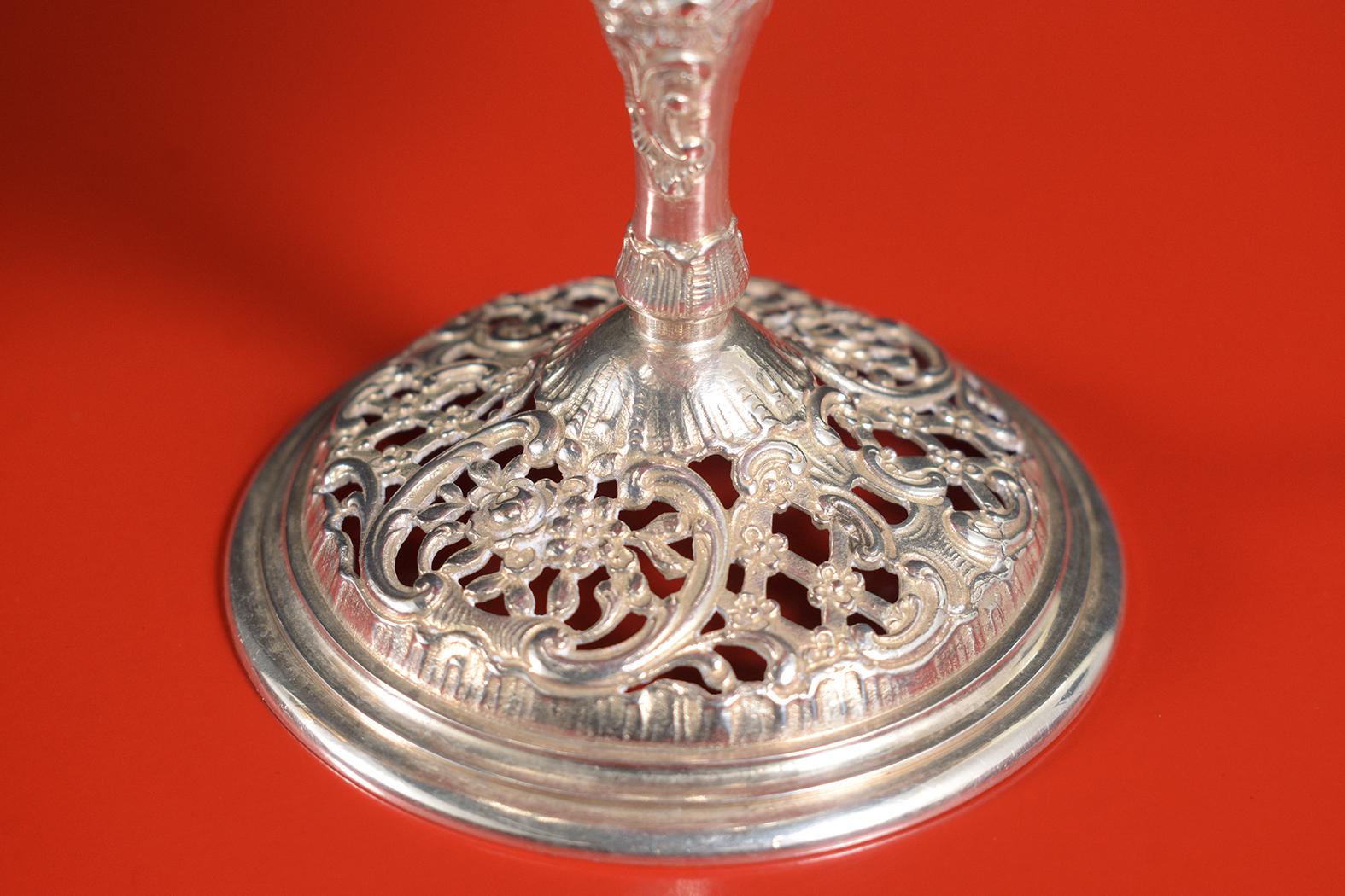 Hand-Crafted 1970s Sterling Silver Compote: Delicate Intricate Design & Timeless Elegance