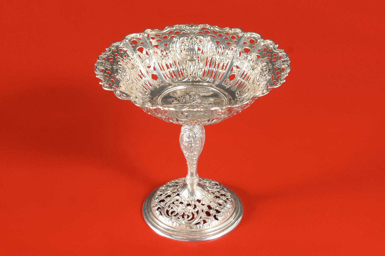Late 20th Century 1970s Sterling Silver Compote: Delicate Intricate Design & Timeless Elegance