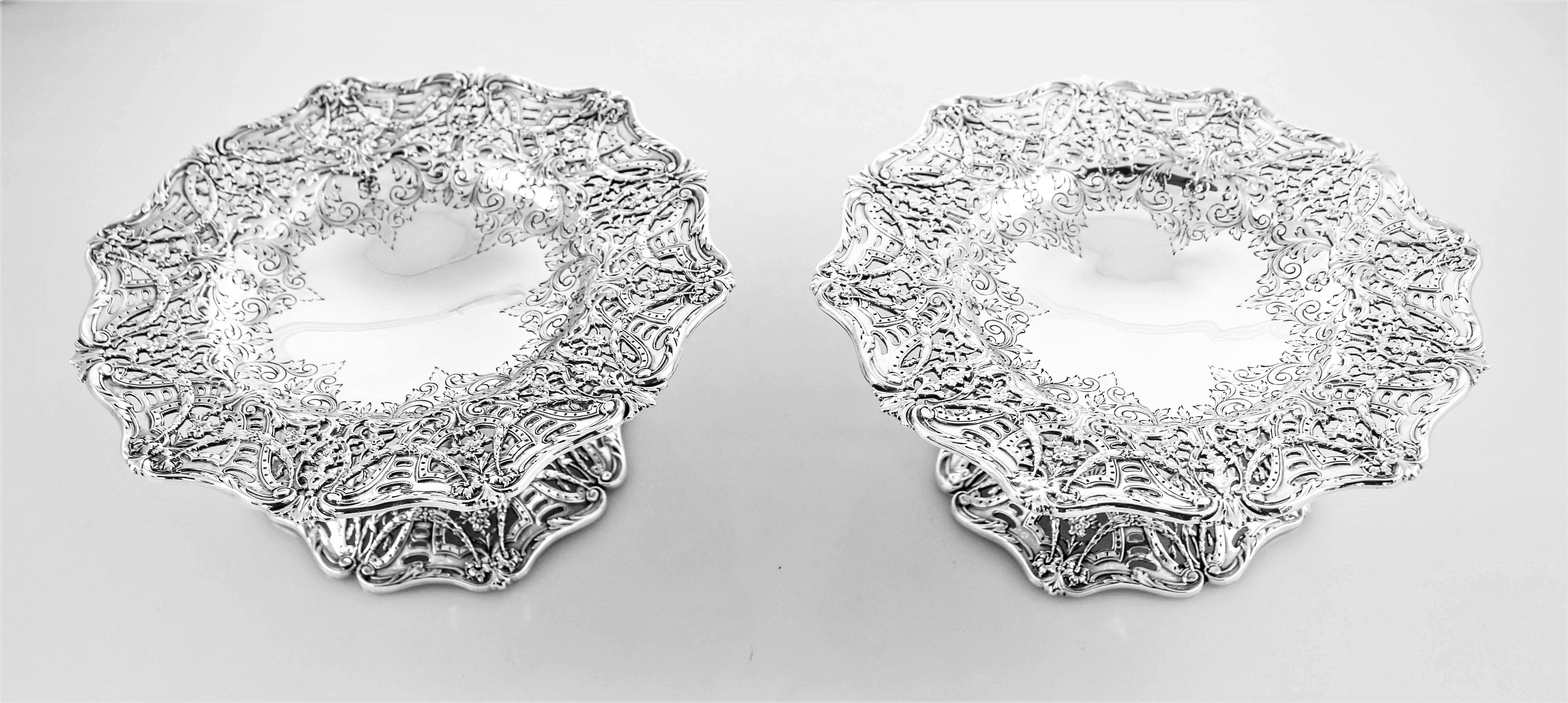 American craftsmanship at its finest! This pair of compotes made by Black Starr & Frost have scalloped edges both on top and along the base-- giving them a 